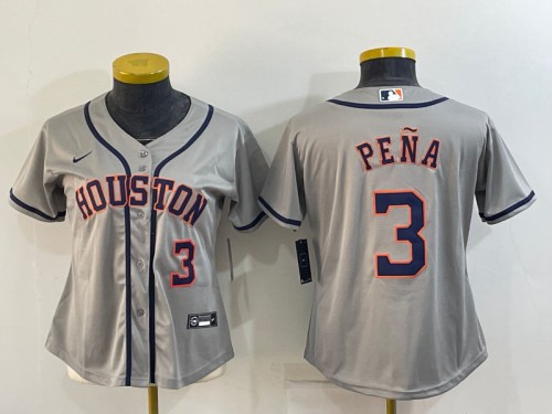 Youth Houston Astros #3 Jeremy Peña Gray Cool Base Stitched Jersey